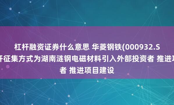 杠杆融资证券什么意思 华菱钢铁(000932.SZ)拟公开征集方式为湖南涟钢电磁材料引入外部投资者 推进项目建设