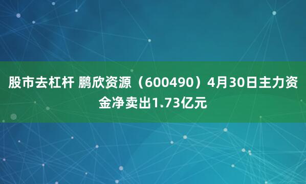 股市去杠杆 鹏欣资源（600490）4月30日主力资金净卖出1.73亿元