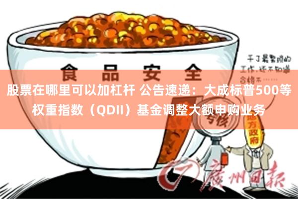 股票在哪里可以加杠杆 公告速递：大成标普500等权重指数（QDII）基金调整大额申购业务
